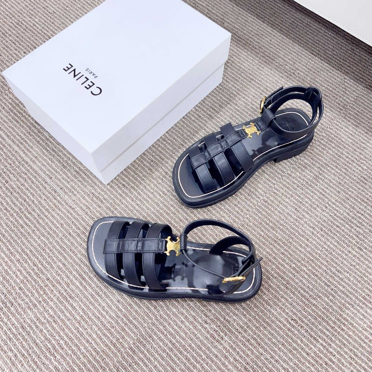 LYMPIA GLADIATOR SANDAL IN CALFSKIN BLACK