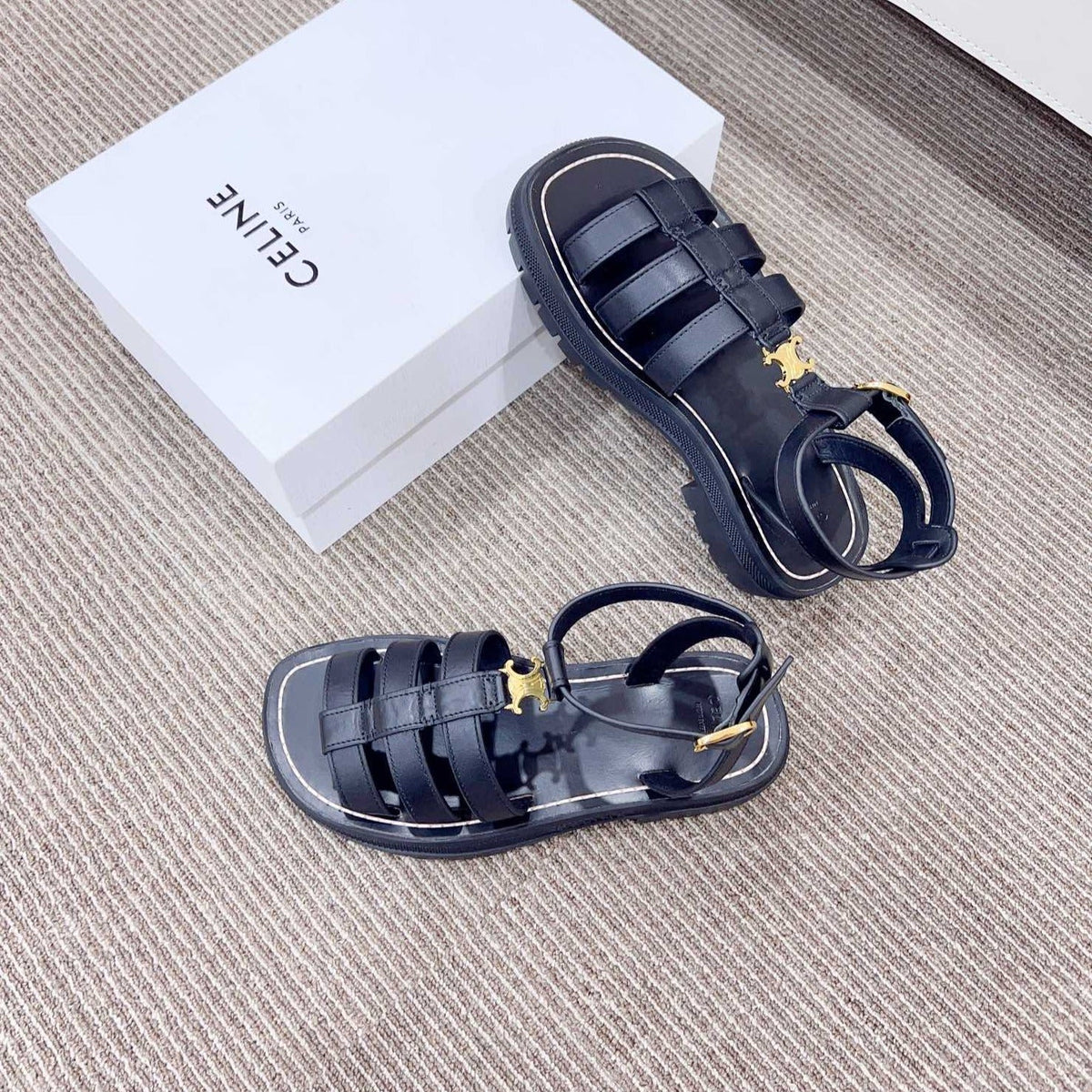 LYMPIA GLADIATOR SANDAL IN CALFSKIN BLACK