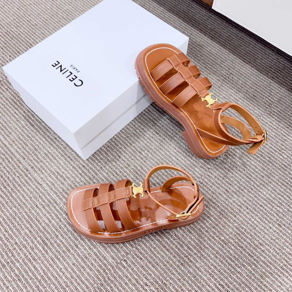 LYMPIA GLADIATOR SANDAL IN CALFSKIN TAN
