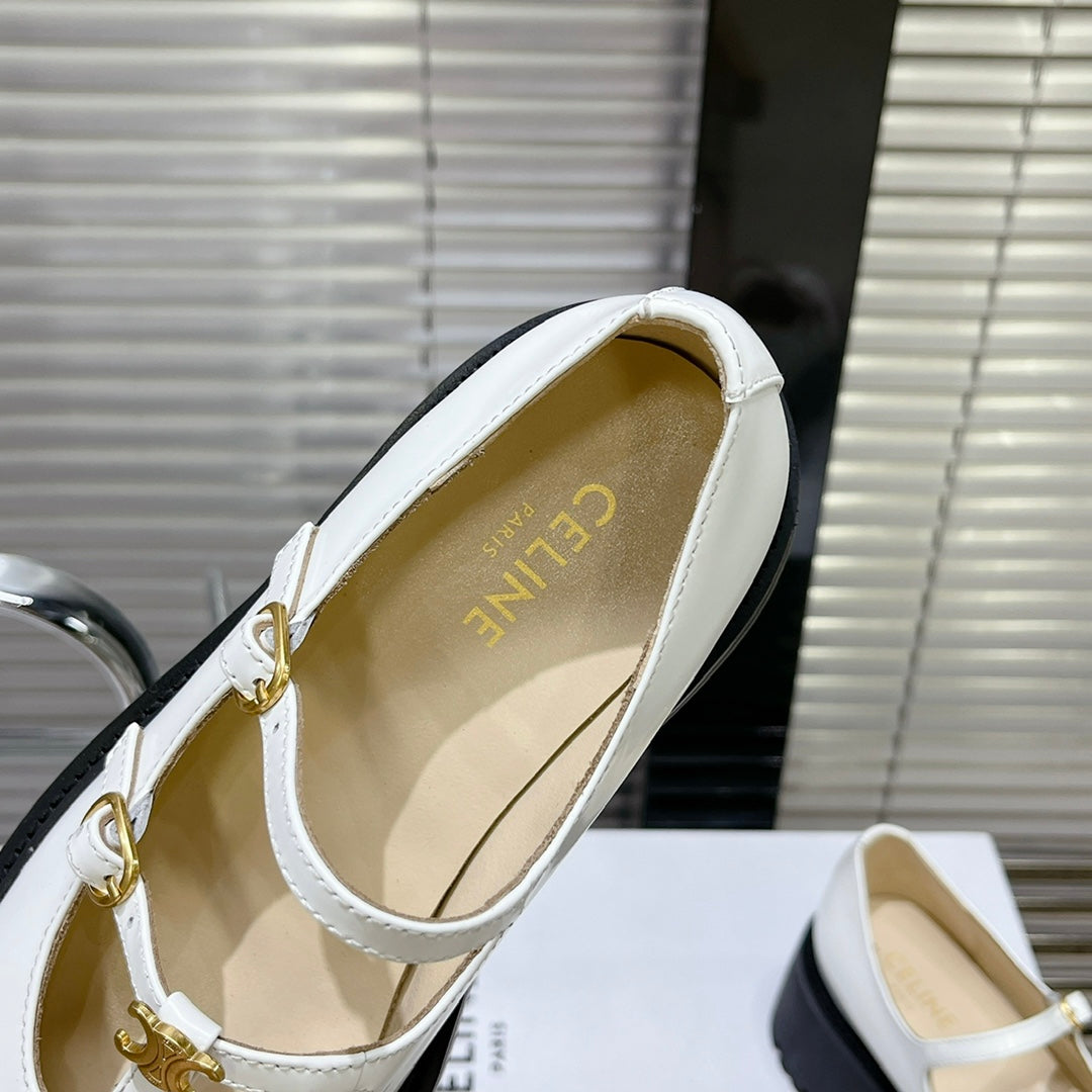 HIGH FLAT SANDALS WITH DOUBLE STRAP-DESIGN LEATHER WHITE