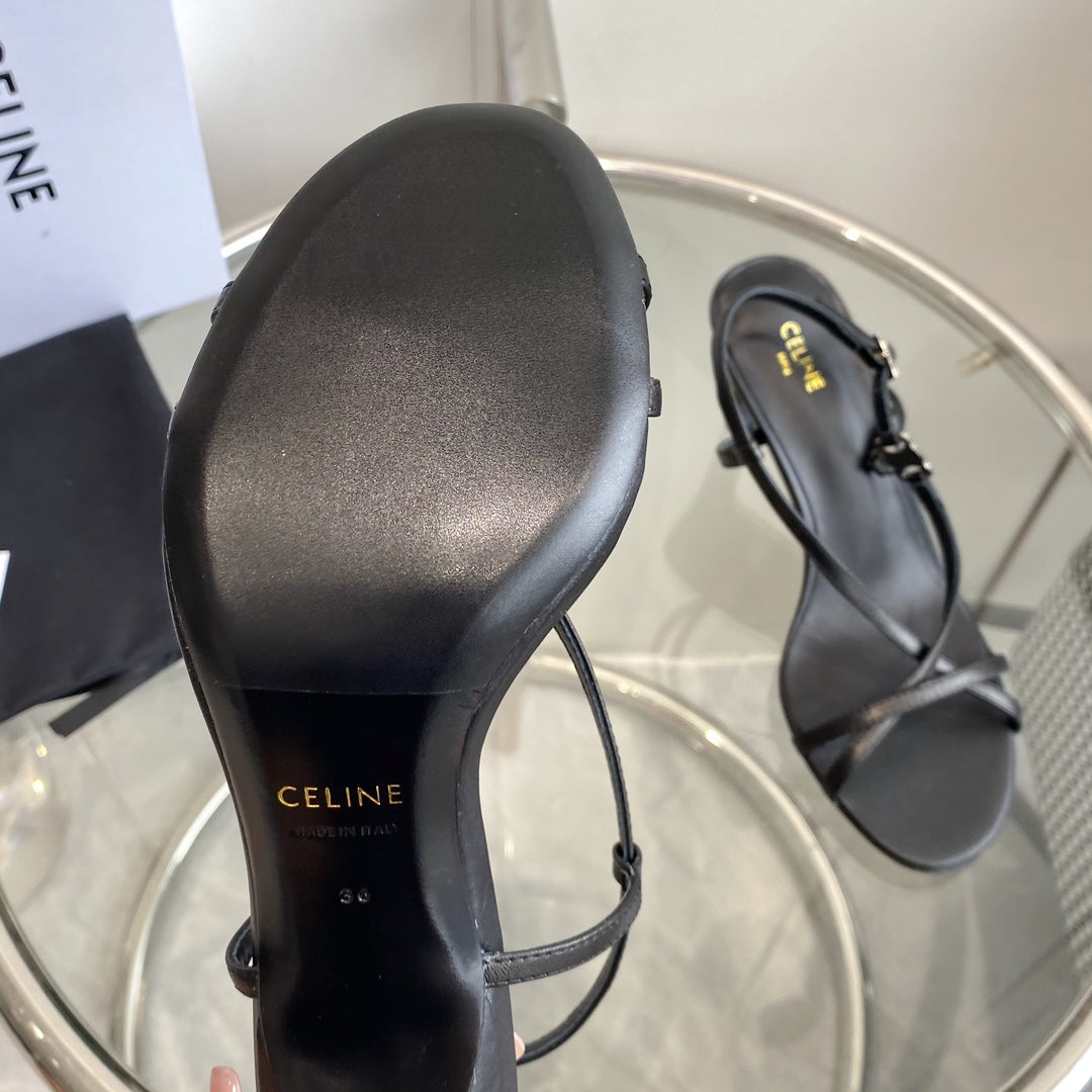 HIGH HEEL SANDAL 65MM IN BLACK CALFSKIN