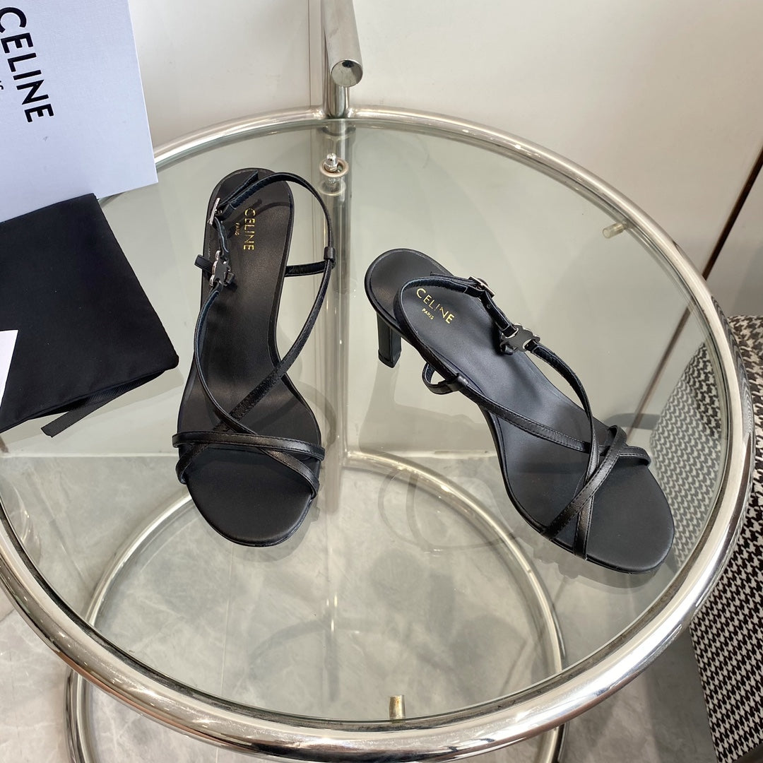 HIGH HEEL SANDAL 65MM IN BLACK CALFSKIN