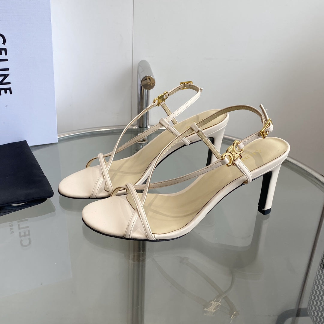 HIGH HEEL SANDAL 65MM IN BEIGE CREAM CALFSKIN