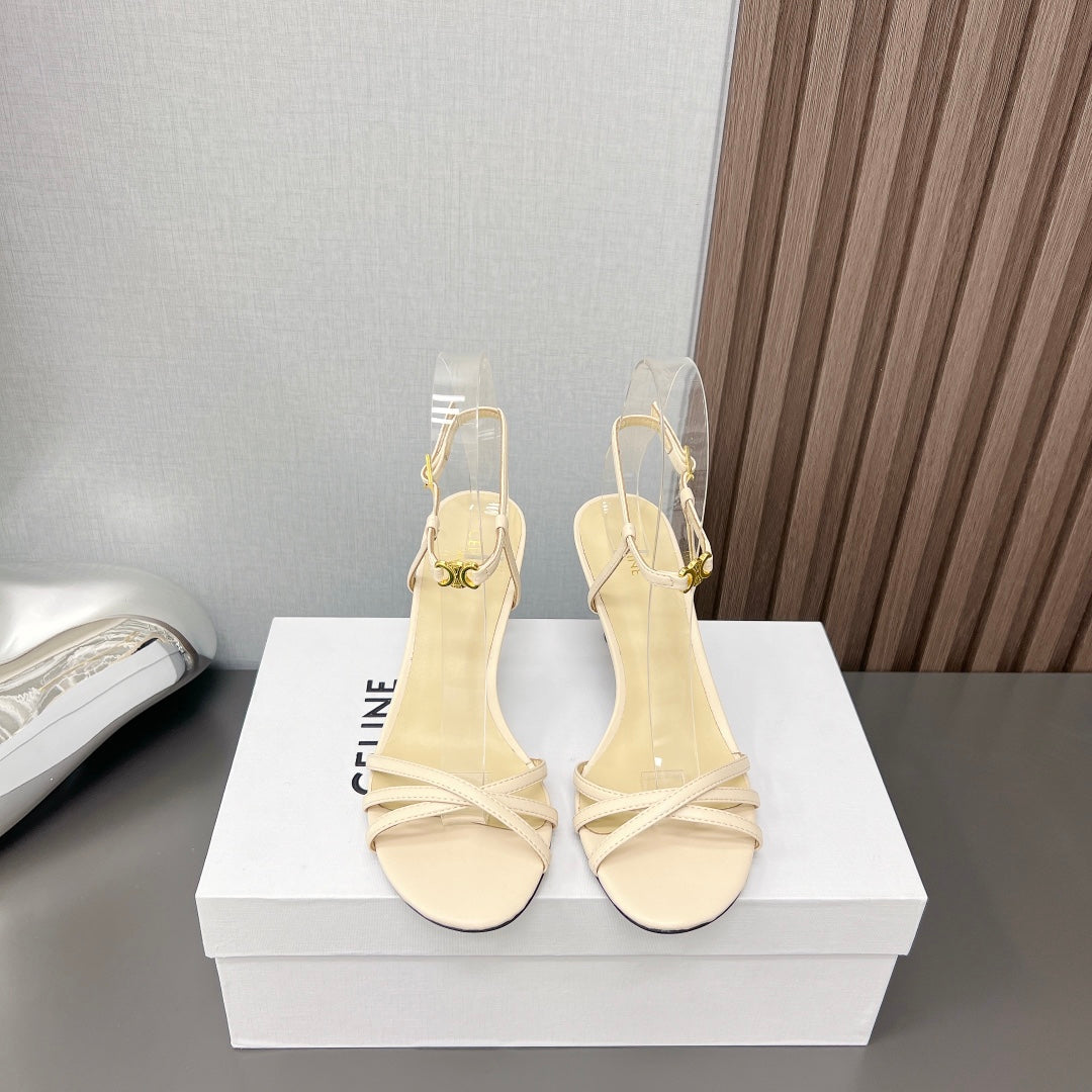 CUIR TRIOMPHE SANDAL IN LAMBSKIN YELLOW CREAM