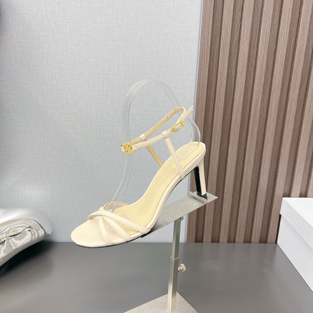 CUIR TRIOMPHE SANDAL IN LAMBSKIN YELLOW CREAM