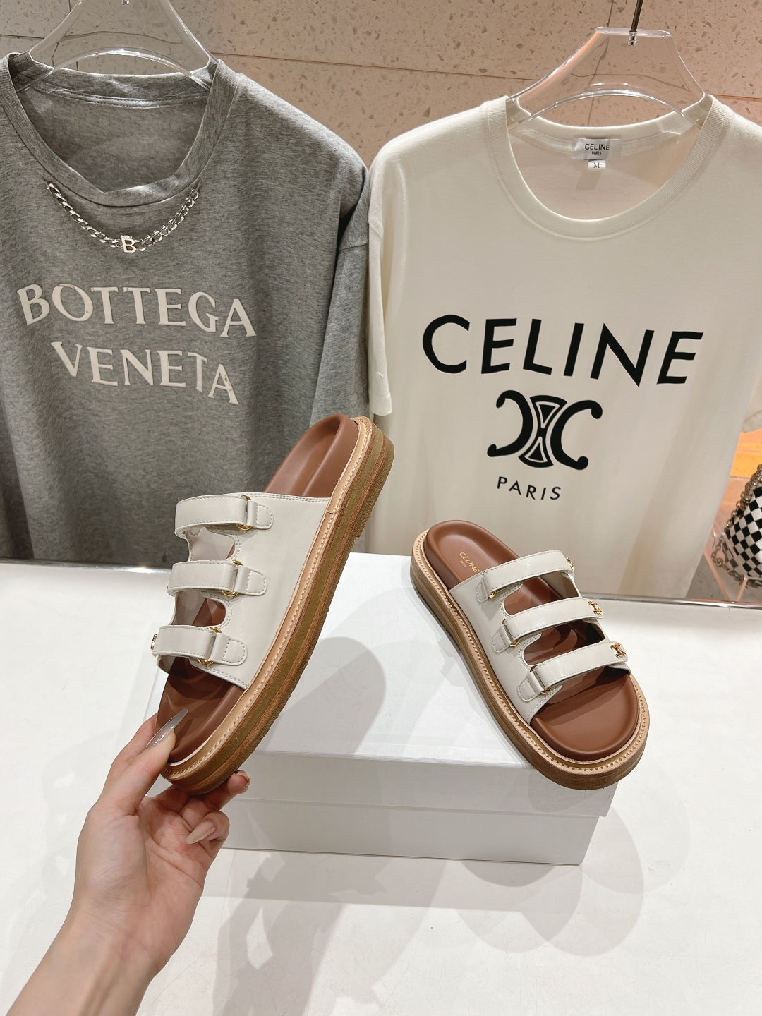CELINE Dad Sandal Mule White Cowhide 236752