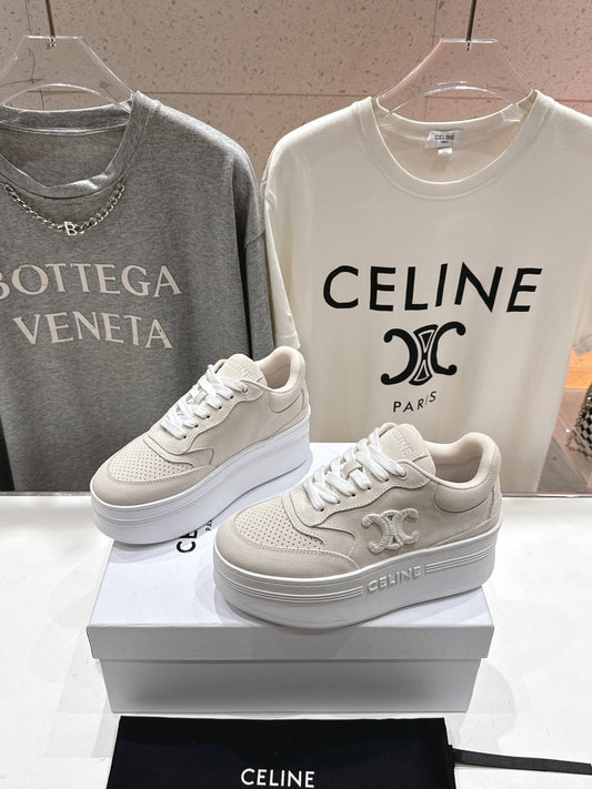 CELINE 25C SNEAKERS WITH WEDGE BEIGE SUEDE 236766