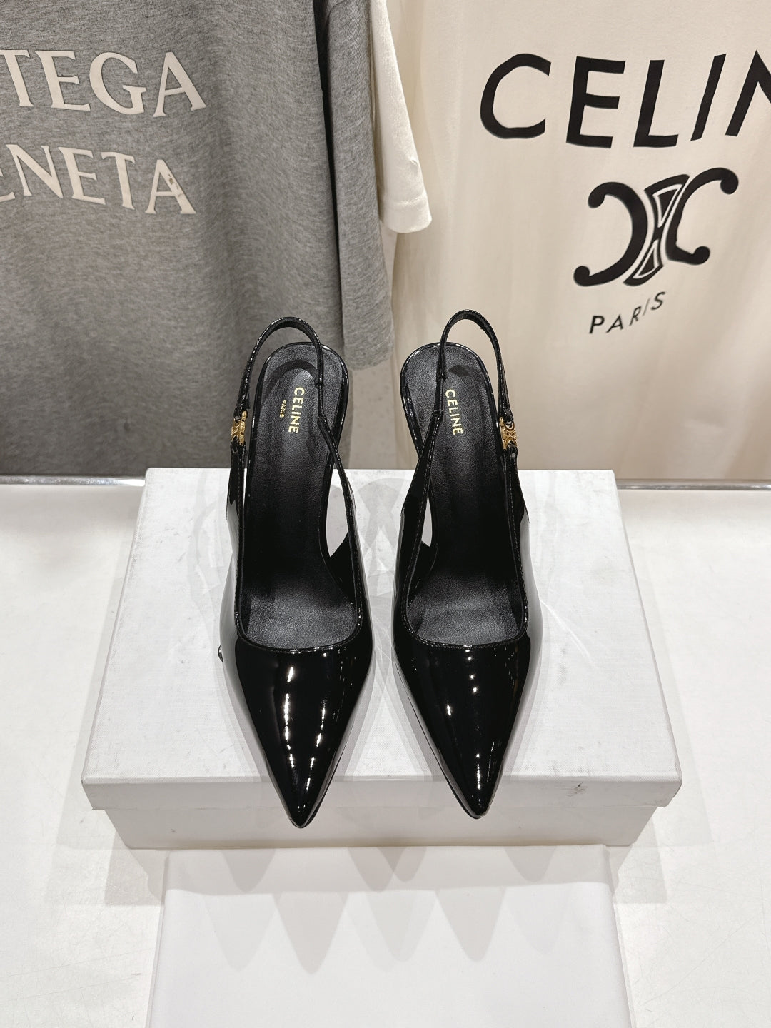 Celine 25C Slingback Pump Black Patent Leather 236769