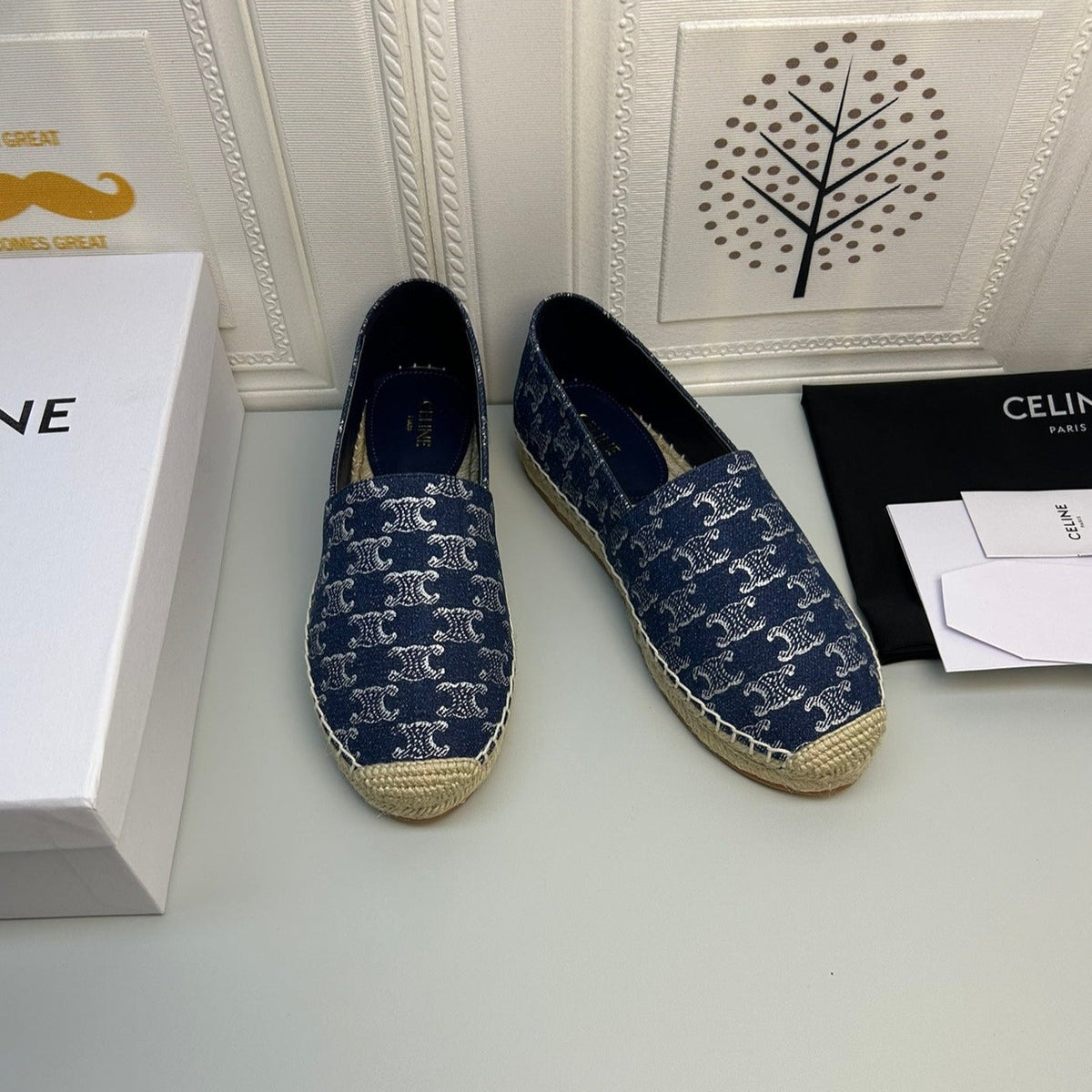 NEW FLAT FISHERMAN SHOES NAVY BLUE COTTON CANVAS