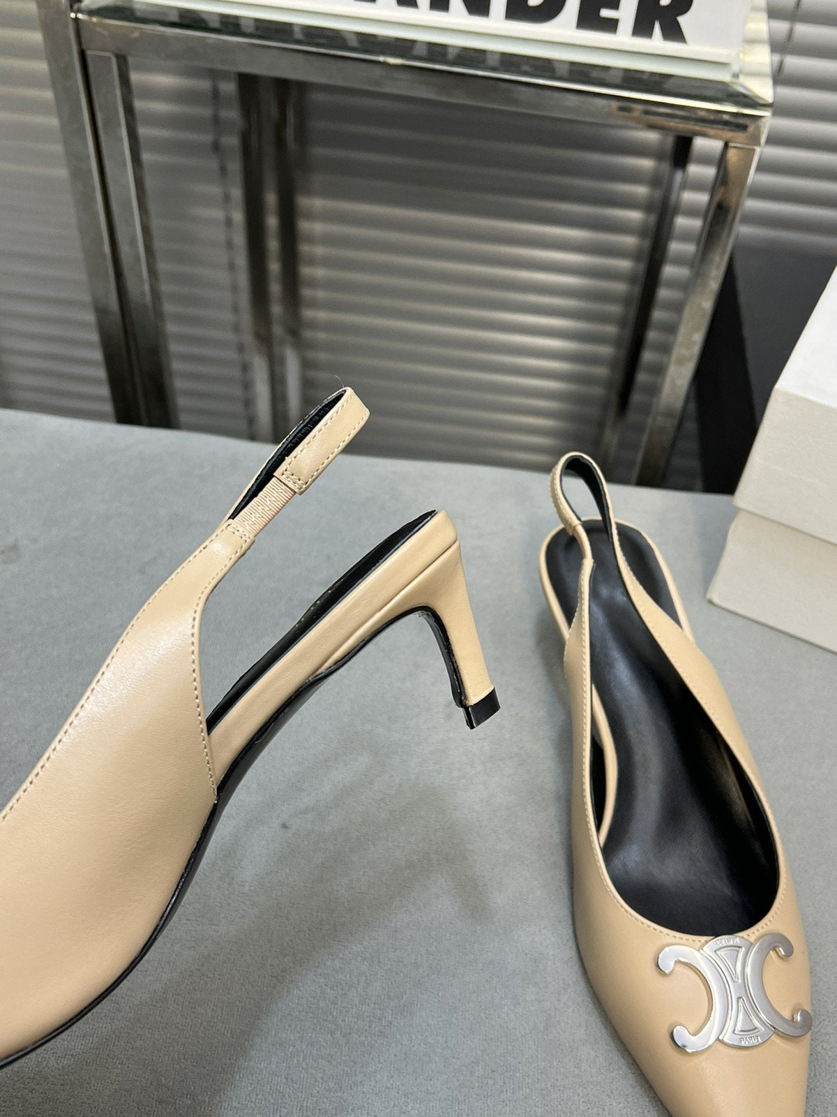 alma triomphe 50 slingback cream patent calfskin
