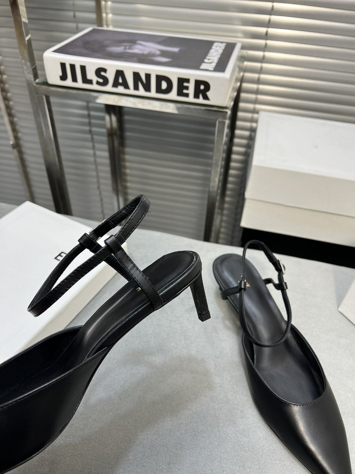 cl kitten 50 with metal toe black calfskin