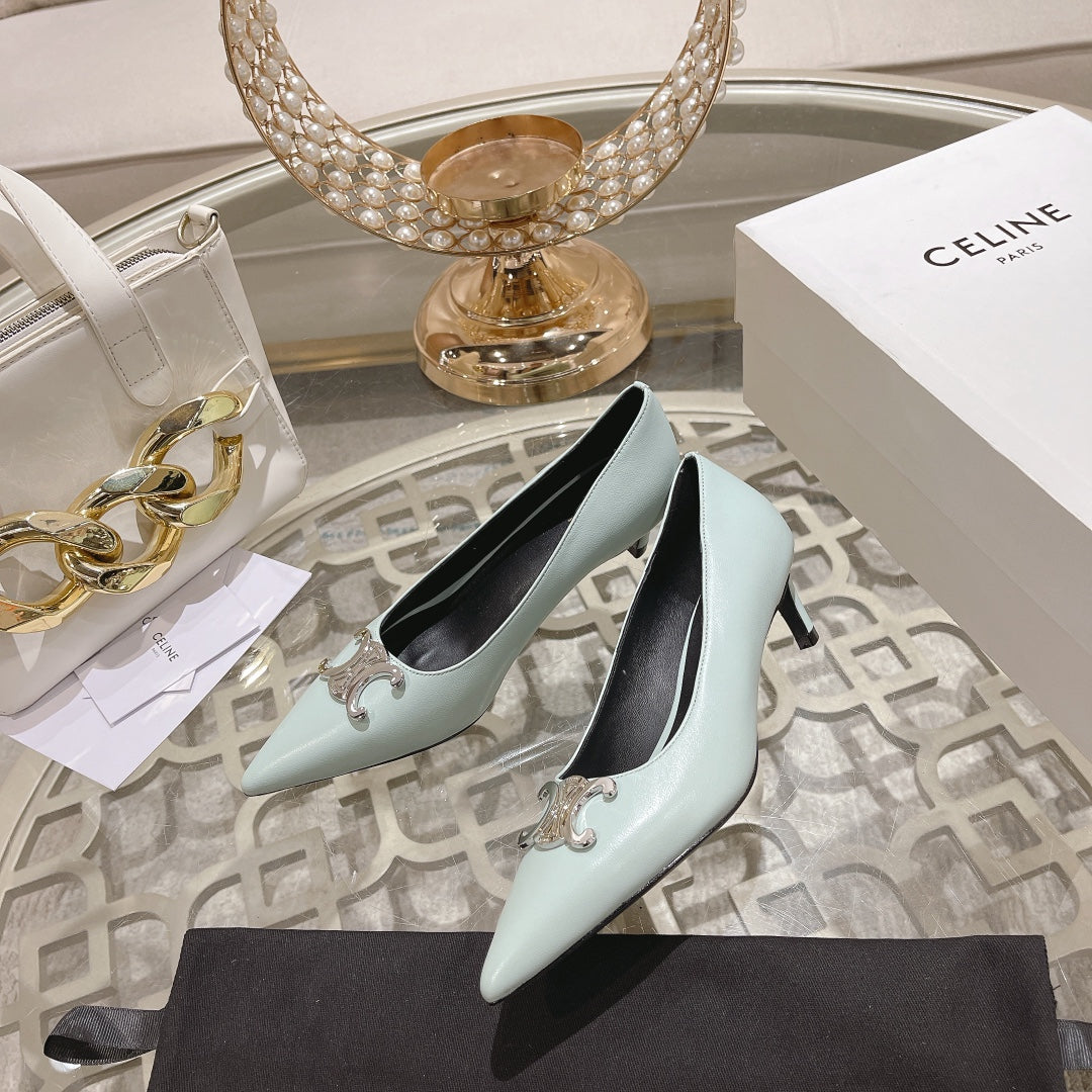 HIGH-HEELS 5 CM IN POWDER BLUE CALFSKIN