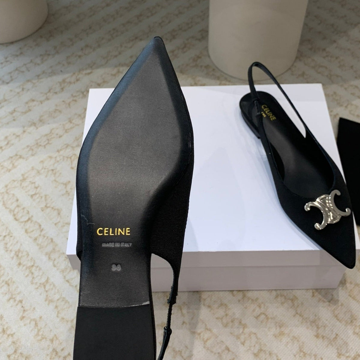 ALMA TRIOMPHE SLINGBACK IN GROS-GRAIN BLACK