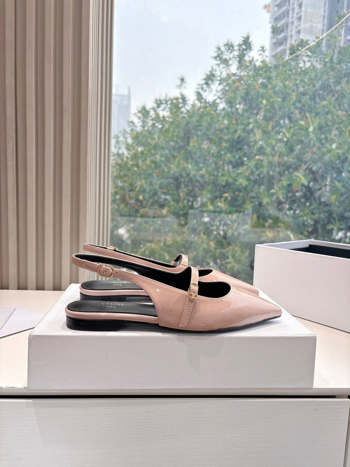 CELINE Slingback Pink Patent Leather 285951