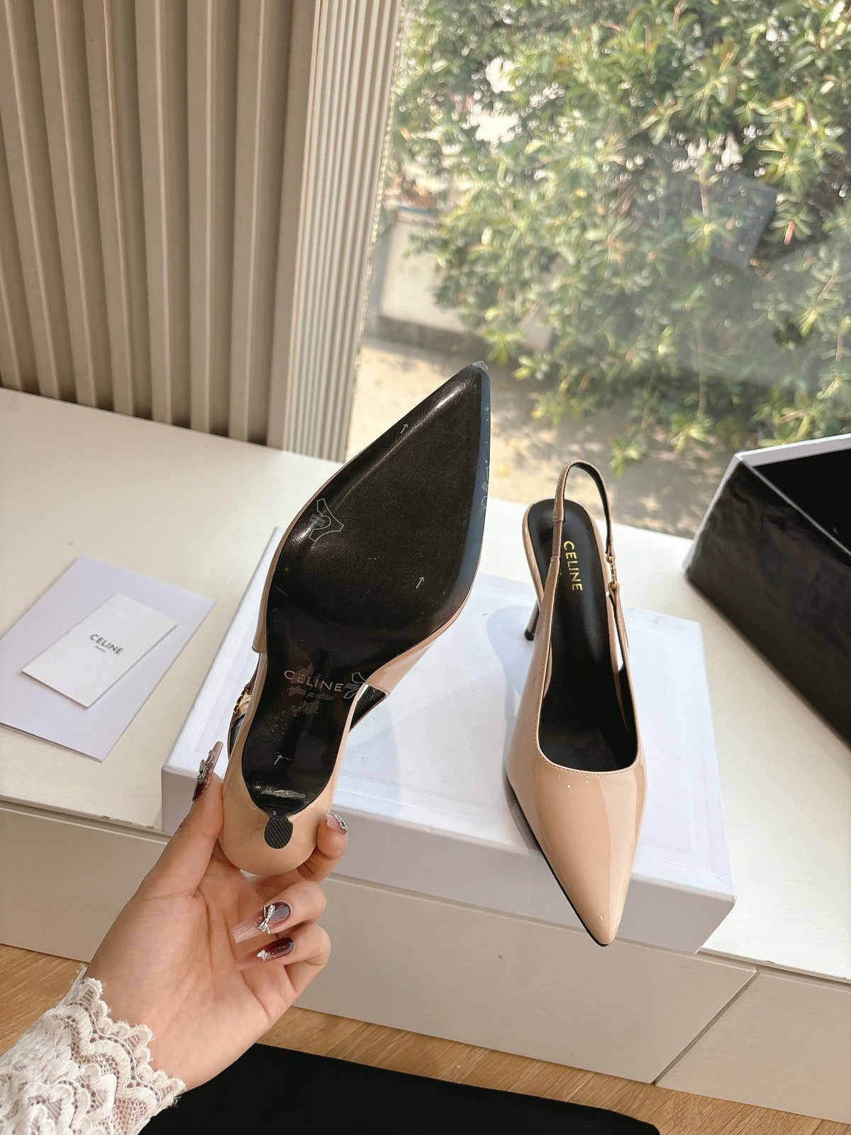 CELINE Slingbacks Pink Patent Leather 285941