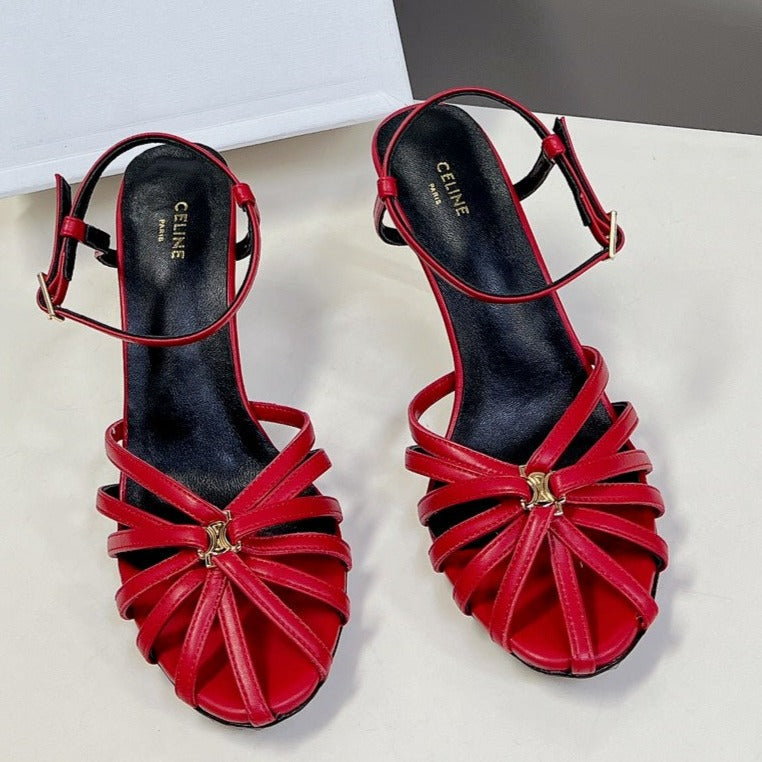 RIOMPHE SANDAL IN LAMBSKIN CHERRY RED