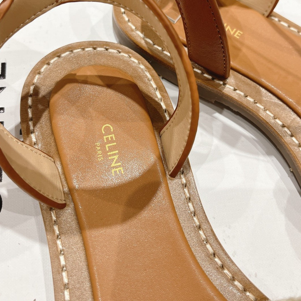 LYMPIA SANDAL IN TRIOMPHE MACCRAMÉ COTTON & CALFSKIN ECRU TAN