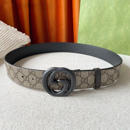 DOUBLE G BLACK BUCKLE 40MM BEIGE CANVAS