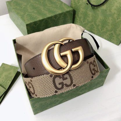 GG BELT 40MM GOLD BUCKLE BEIGE CANVAS