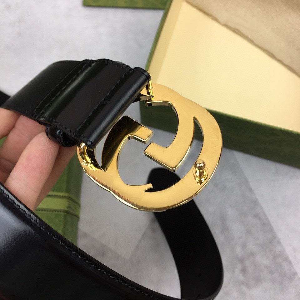 GC BELT GOLD BUCKLE BACK LEATHER 4.0CM