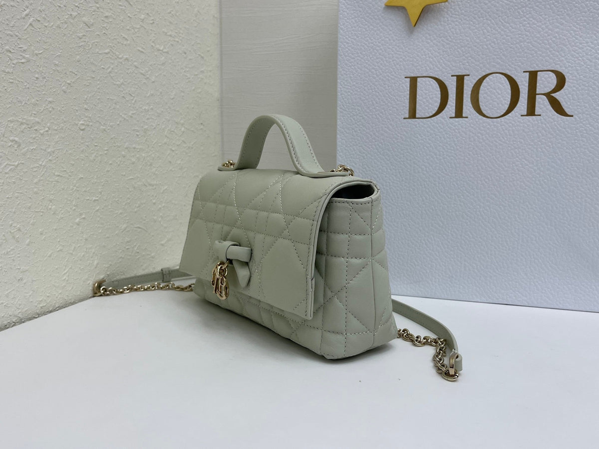 CD My Tender Top Handle Mini Bag 21cm Mint Green Macrocannage Leather 159472