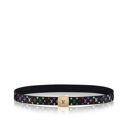 LOUIS VUITTON LV 35 MM BELT MULTICOLOR MIX BLACK MONOGRAM CALFSKIN GOLD HARDWARE