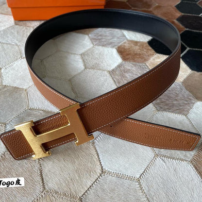 HERMES CONSTANCE BELT BUCKLE & REVERSIBLE BRONZE BROWN LEATHER STRAP 38MM GOLD HARDWARE