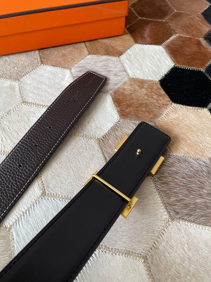 HERMES CONSTANCE BELT BUCKLE & REVERSIBLE CHOCOLATE BROWN LEATHER STRAP 38MM GOLD HARDWARE