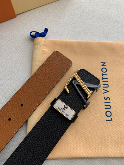 LOUIS VUITTON LV 25S BELT 38 MM IN BLACK CALFSKIN 593212