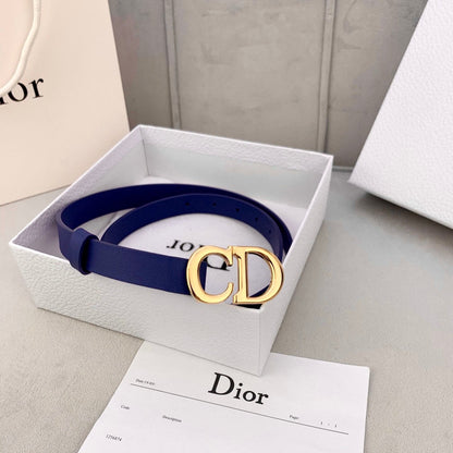 DIOR 25S BELT 20 MM IN NAVY BLUE CALFSKIN WITH GOLD HARDWARE 590778