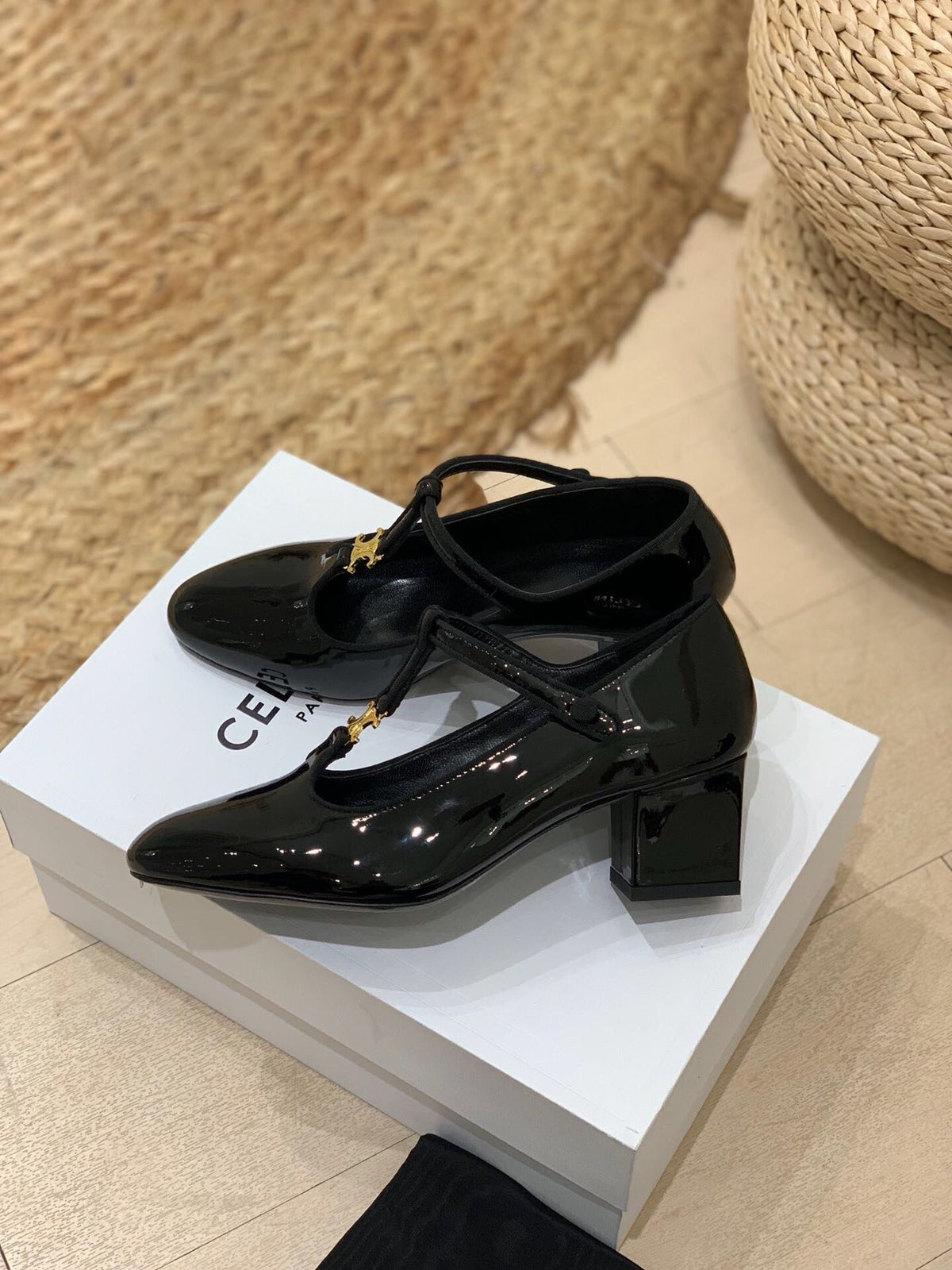Celine Mary Jane Black Patent Leather 237236