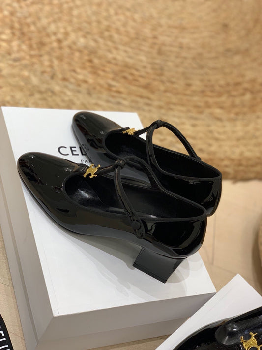 Celine Mary Jane Black Patent Leather 237236