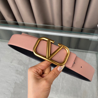 VALENTINO REVERSIBLE VLOGO SIGNATURE BELT IN GLOSSY BLACK BEIGE CALFSKIN GHW 40 MM