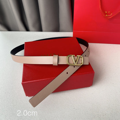 VALENTINO REVERSIBLE VLOGO SIGNATURE BELT IN GLOSSY BEIGE BLACK CALFSKIN GHW 20 MM