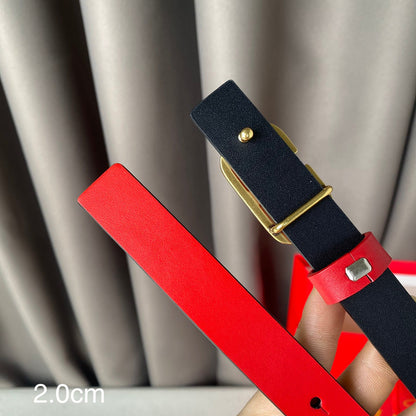 VALENTINO REVERSIBLE VLOGO SIGNATURE BELT IN GLOSSY BLACK RED CALFSKIN GHW 20 MM