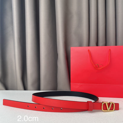 VALENTINO REVERSIBLE VLOGO SIGNATURE BELT IN GLOSSY BLACK RED CALFSKIN GHW 20 MM