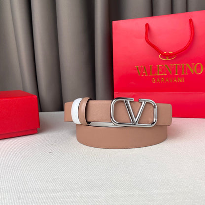 VALENTINO REVERSIBLE VLOGO SIGNATURE BELT IN GLOSSY BEIGE WHITE CALFSKIN SHW 30 MM