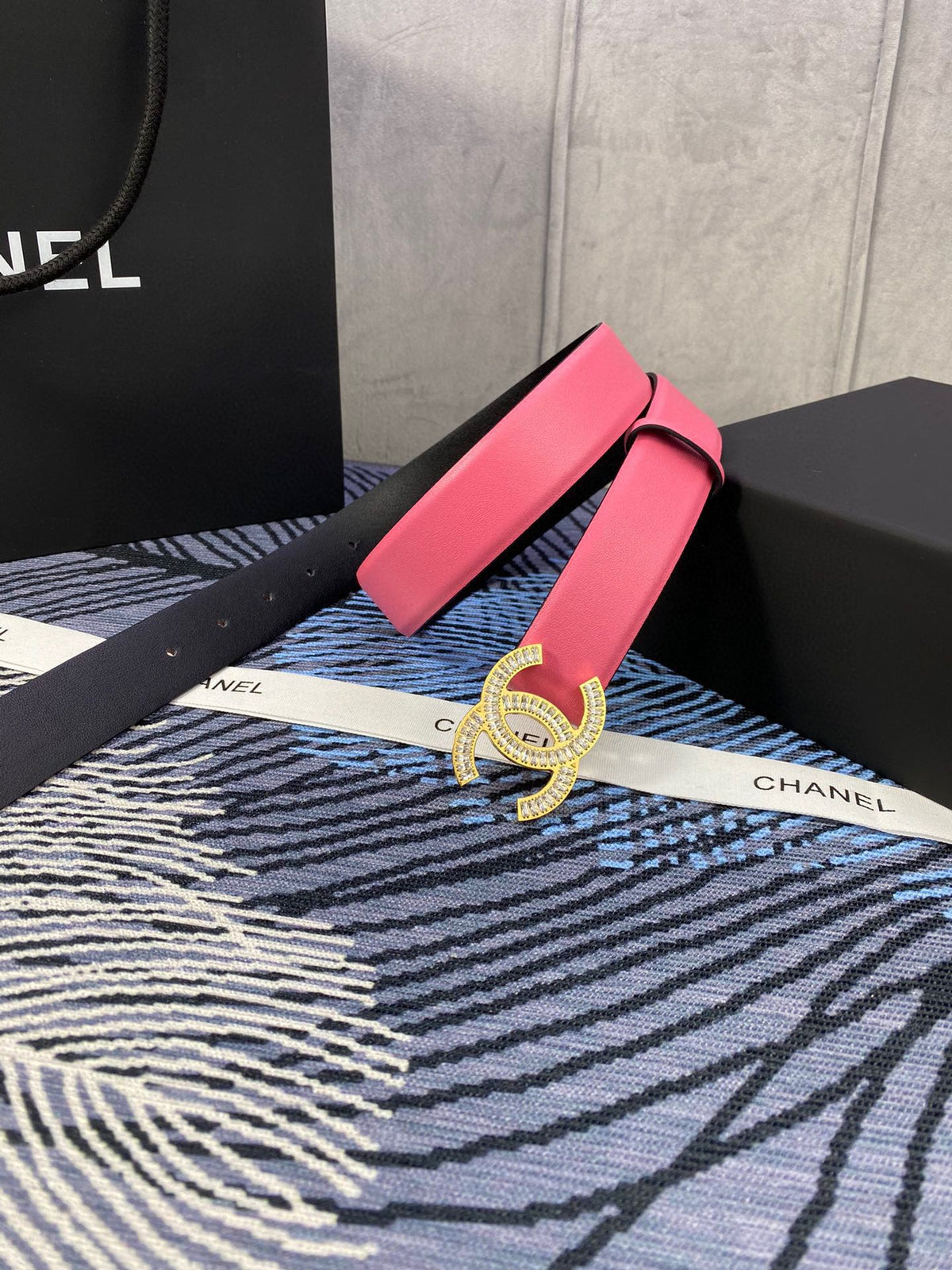 CHANEL 25S BELT 30 MM IN PINK CALFSKIN WITH GOLD HARDWARE 615094
