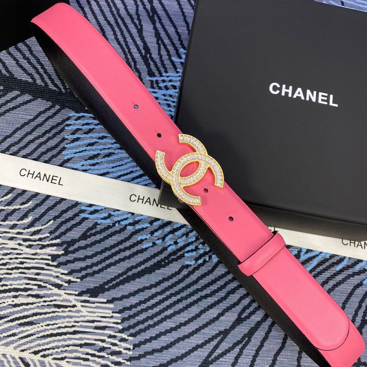 CHANEL 25S BELT 30 MM IN PINK CALFSKIN WITH GOLD HARDWARE 615094
