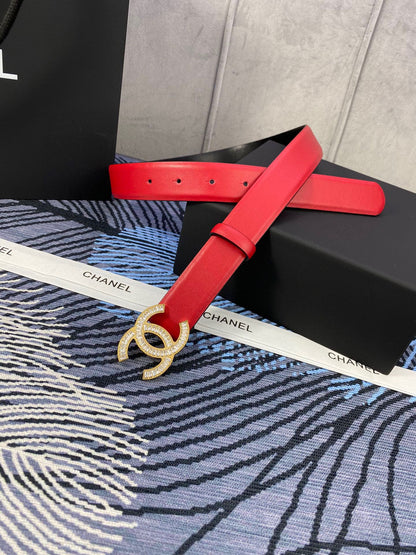 CHANEL 25S BELT 30 MM IN RED CALFSKIN WITH GOLD HARDWARE 615099