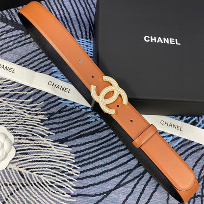 CHANEL 25S BELT 30 MM IN BROWN CALFSKIN WITH GOLD HARDWARE 615101