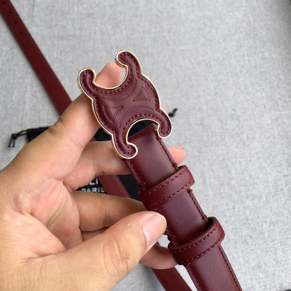 CELINE Medium Cuir Triomphe Belt 25mm Wine Calfskin