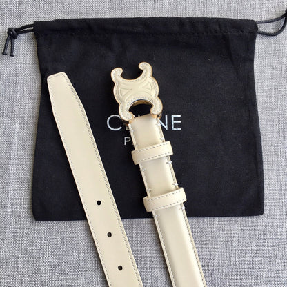 CELINE Medium Cuir Triomphe Belt 25mm White Calfskin