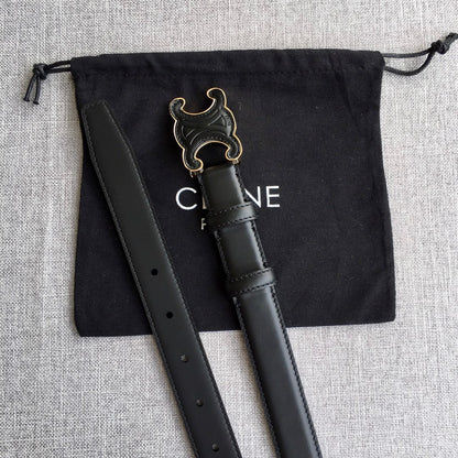 CELINE Medium Cuir Triomphe Belt 25mm Black Calfskin