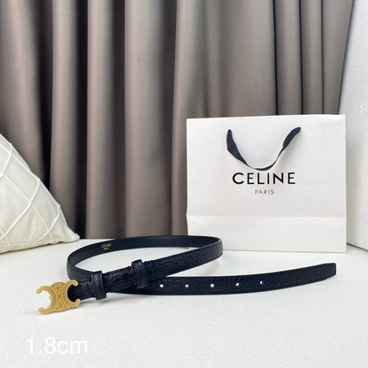 CELINE CL Belt 18mm Black Crocodile Embossed Calfskin Ghw