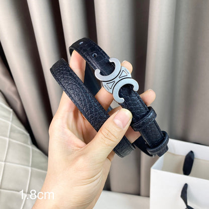 CELINE CL Belt 18mm Black Crocodile Embossed Calfskin Shw
