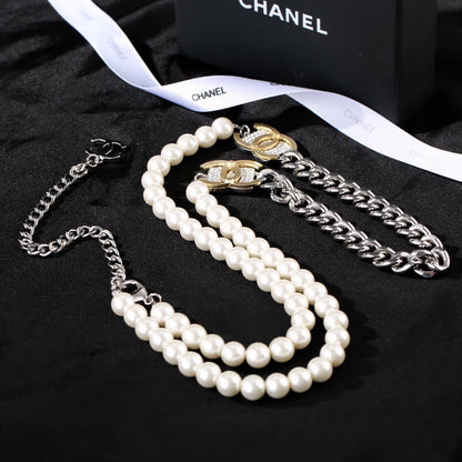 CHANEL 25S CHAIN BELT IN WHITE PEARL 614474