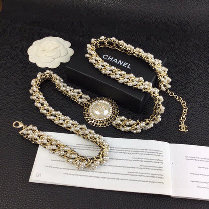CHANEL 25S CHAIN BELT WITH PEARL 608641