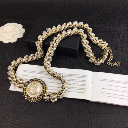 CHANEL 25S CHAIN BELT WITH PEARL 608641
