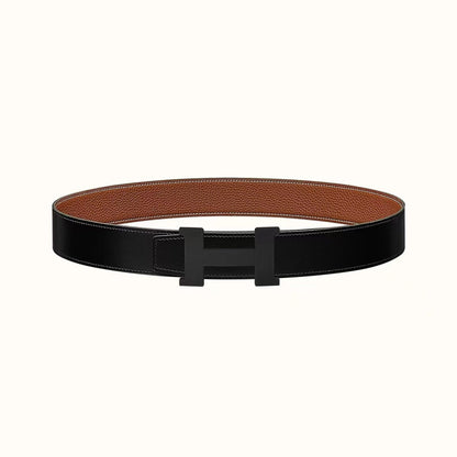 HERMES CONSTANCE BELT BUCKLE & REVERSIBLE GINGER ORANGE AND BLACK LEATHER STRAP 38MM